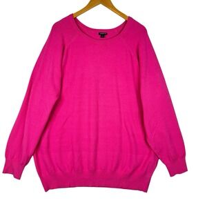 Torrid Hot Pink Lightweight Sweater Long Raglan Sleeve Soft Knit Valentine